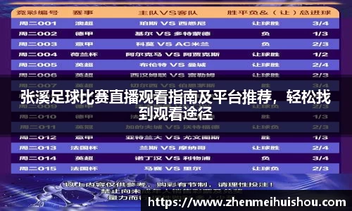 张溪足球比赛直播观看指南及平台推荐，轻松找到观看途径